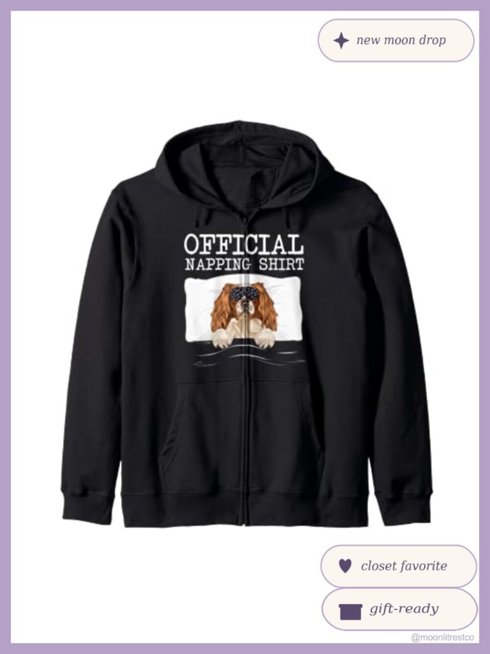 Zip Hoodie Sleep Mask Dog Lover Gift Napping Novelty Hooded Sweatshirt